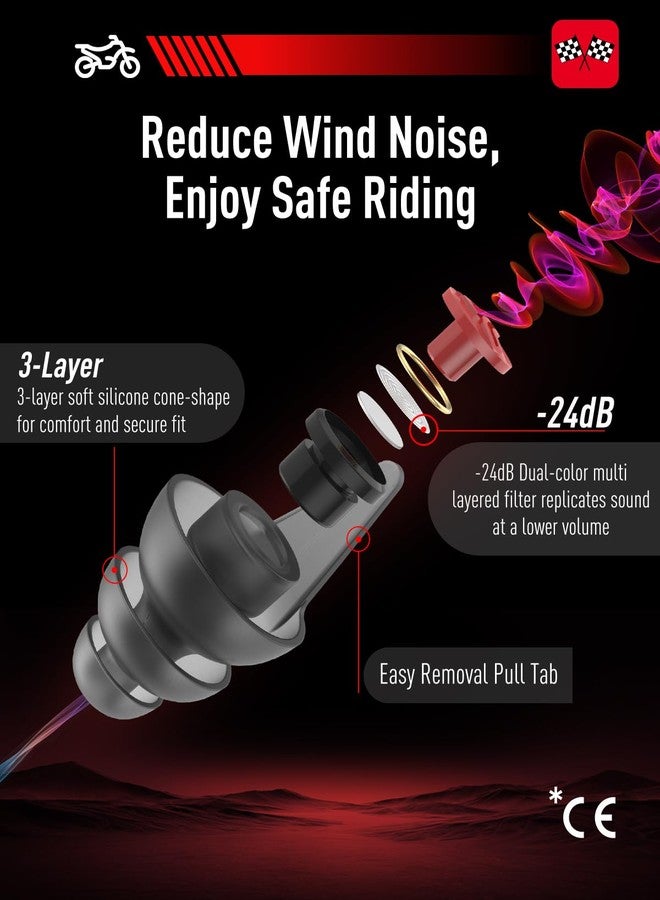 Hearprotek Motorcycle Ear Plugs, 3pairs Reusable earplugs for Wind Noise Reduction-Comfortable Ear Protection Under Helmet for motocycles,Motobike,Racing-Gifts for Motorcycle Lovers (24dB) - Image 2